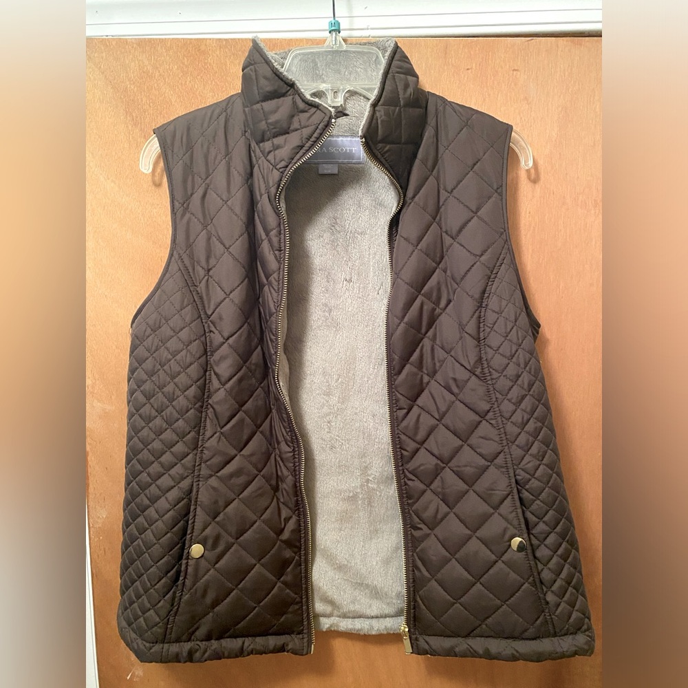 Laura Scott Brown Quilted Vest